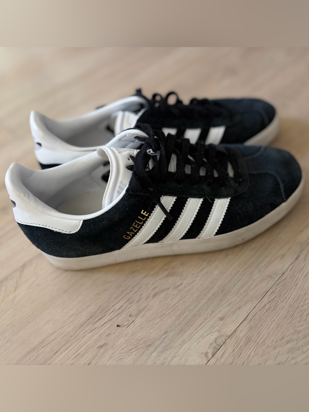 adidas Gazelle Black Suede Sneakers with White Stripes